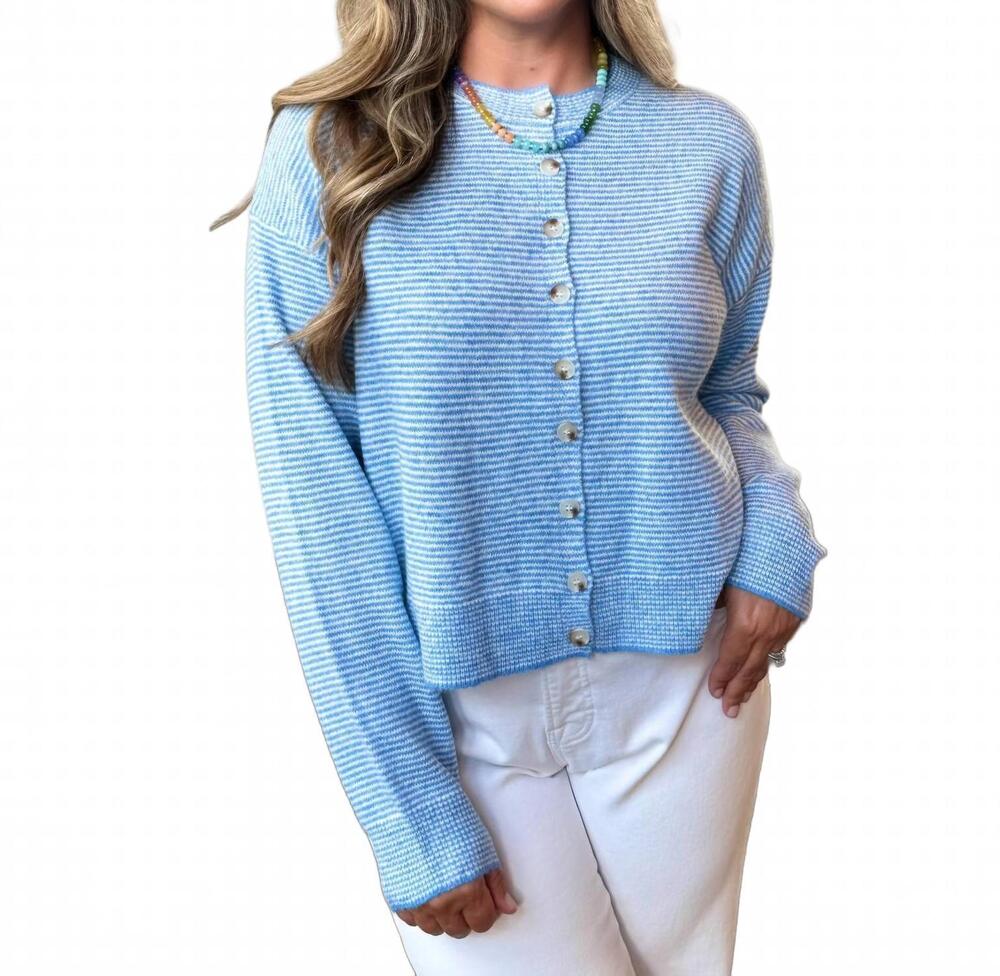 NEW WISHLIST striped button up cardigan in blue